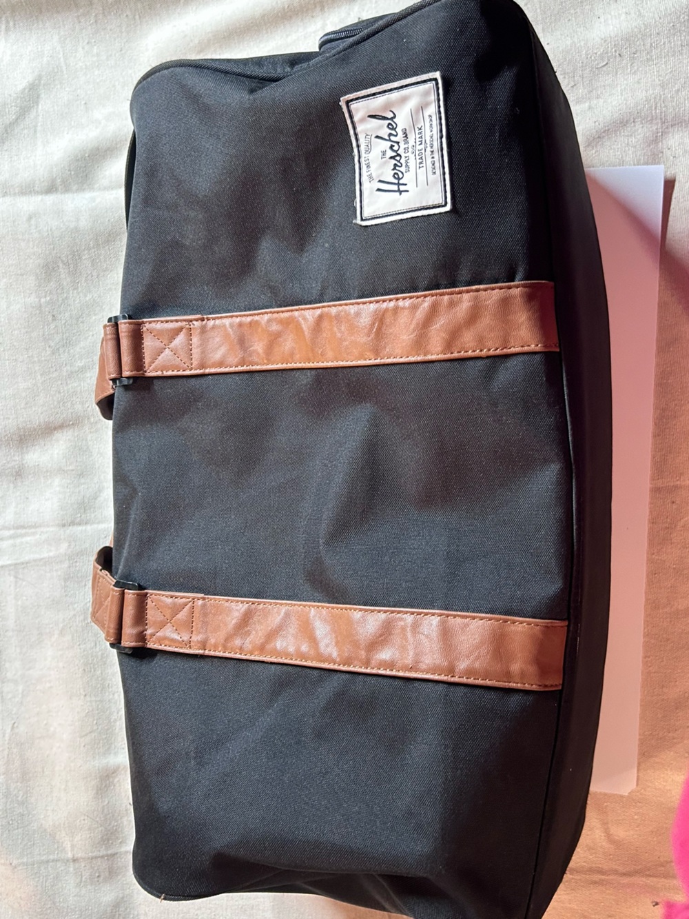 Herschel Supply Company Black Duffel with Brown Straps